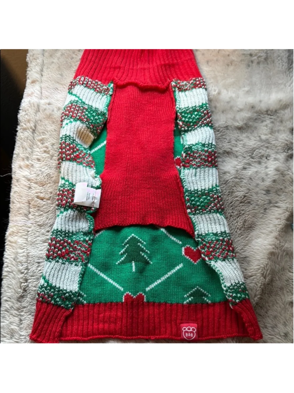 Boots & Barkley Festive Dog Sweater Green Red Size Large